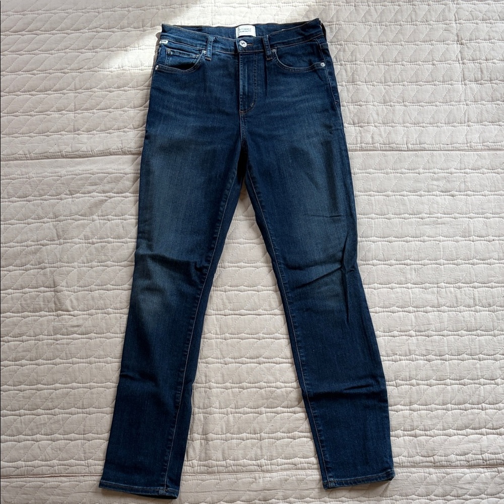 Citizens of Humanity Olivia Dark Blue Women's Slim Straight Jeans, 25